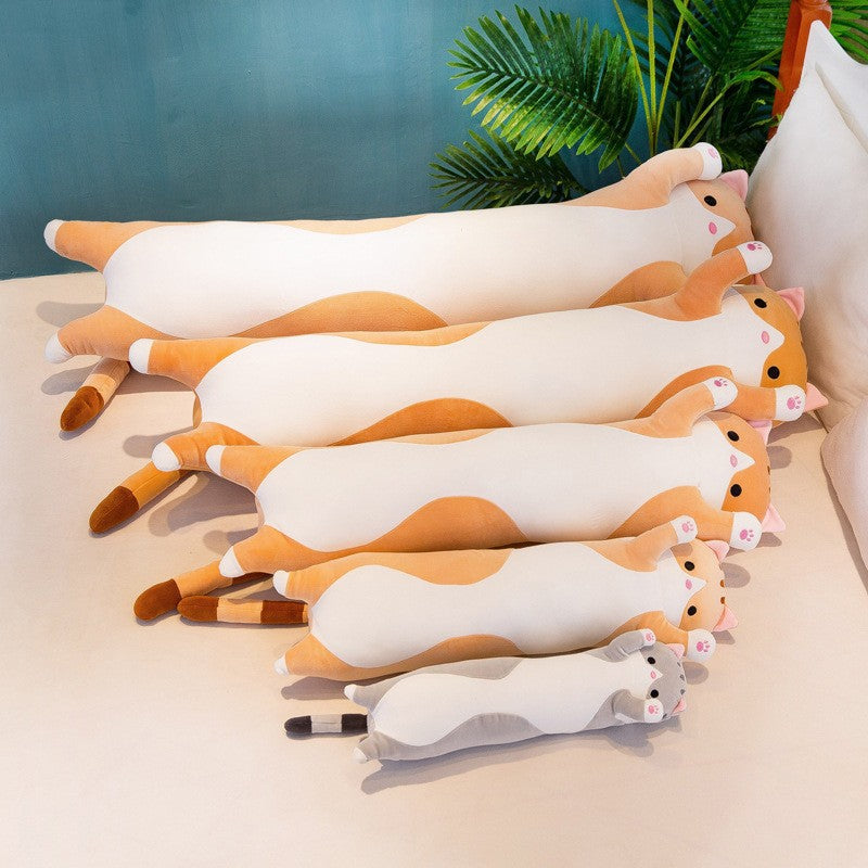 Long Cat Plush Pillow - Cartoon Cat Cuddle Toy