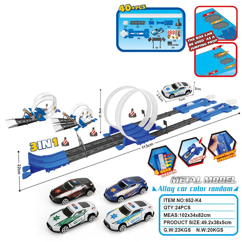360° Loop Race Track Set with Launcher | Metal Diecast Stunt Car Track Kit for Kids 🏎️