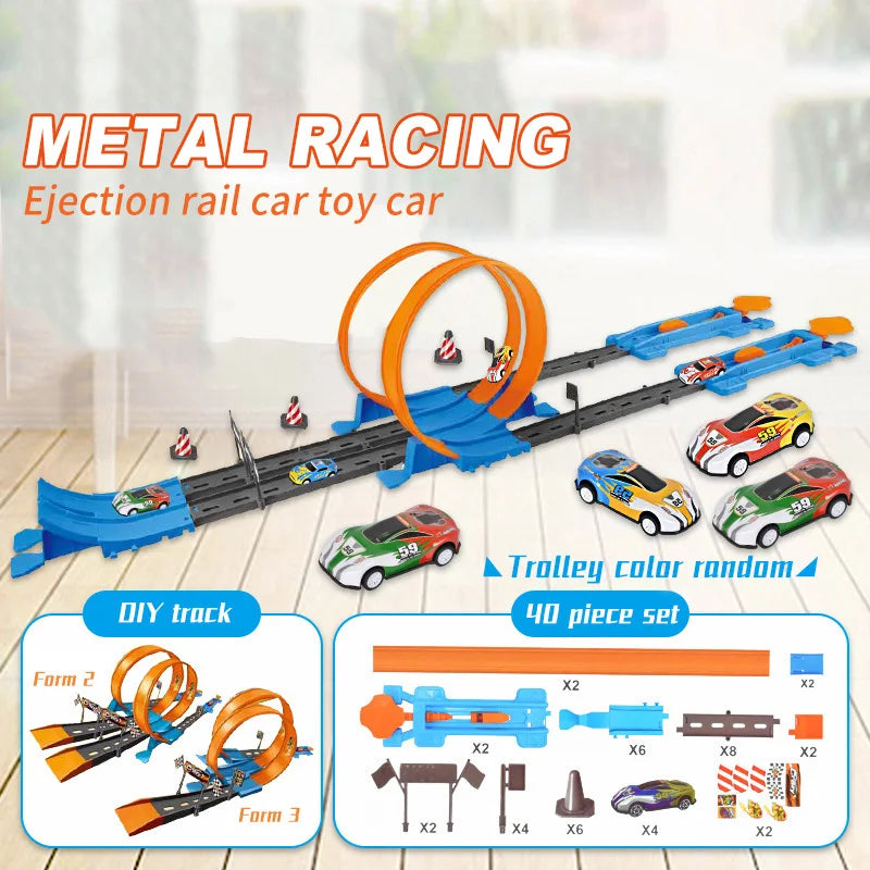 360° Loop Race Track Set with Launcher | Metal Diecast Stunt Car Track Kit for Kids 🏎️