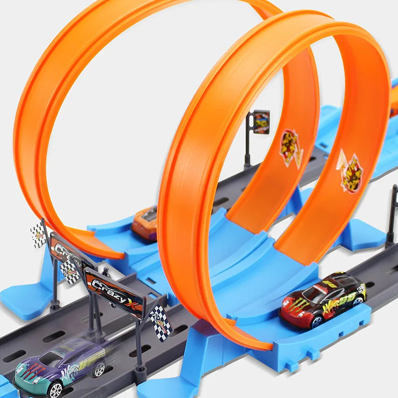 360° Loop Race Track Set with Launcher | Metal Diecast Stunt Car Track Kit for Kids 🏎️