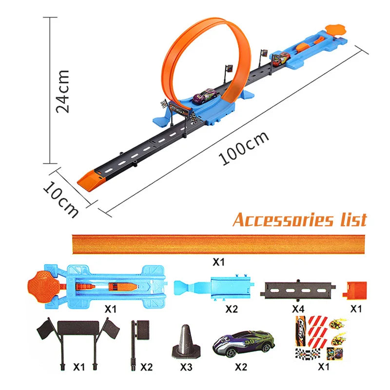 360° Loop Race Track Set with Launcher | Metal Diecast Stunt Car Track Kit for Kids 🏎️