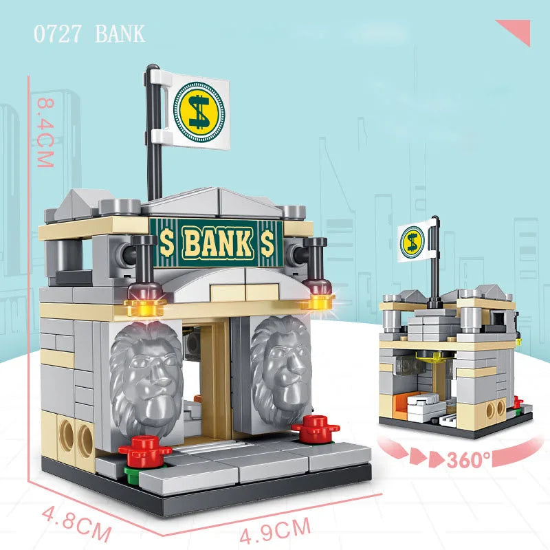 Mini City Street View Building Block Sets | Modular Shop & Store Model Kits for Kids & Adults