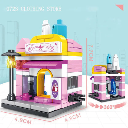 Mini City Street View Building Block Sets | Modular Shop & Store Model Kits for Kids & Adults