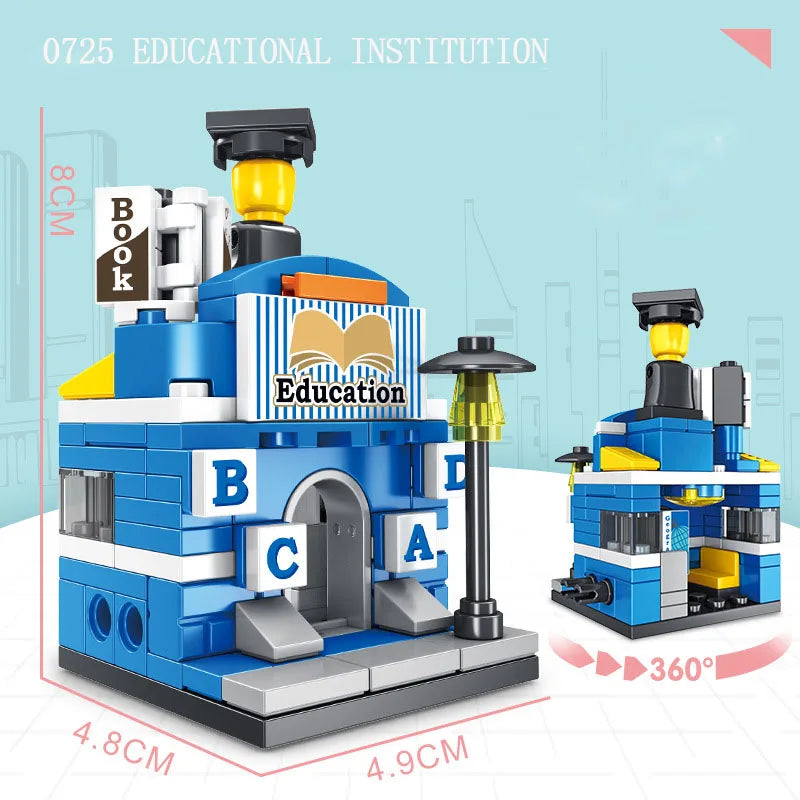 Mini City Street View Building Block Sets | Modular Shop & Store Model Kits for Kids & Adults