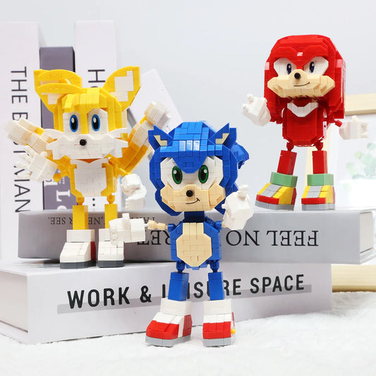 Sonic the Hedgehog Building Block Sets | 3D Micro Figure Model Kits for Sonic, Tails & Knuckles